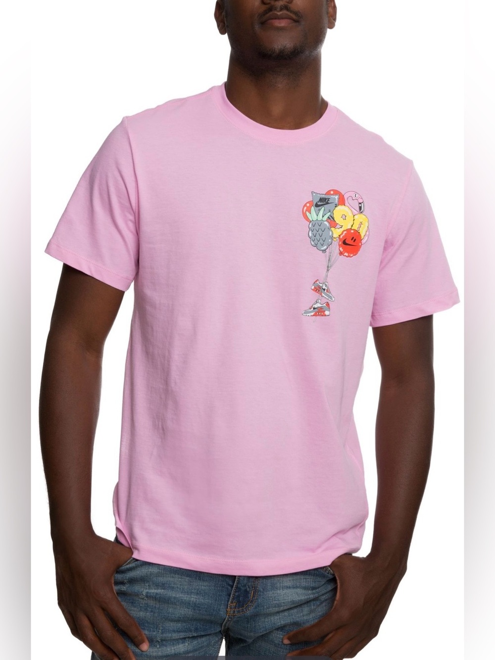 Nike Men’s Pink Graphic Balloon Logo Short Sleeve Tee